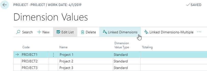 Dimension Values Page